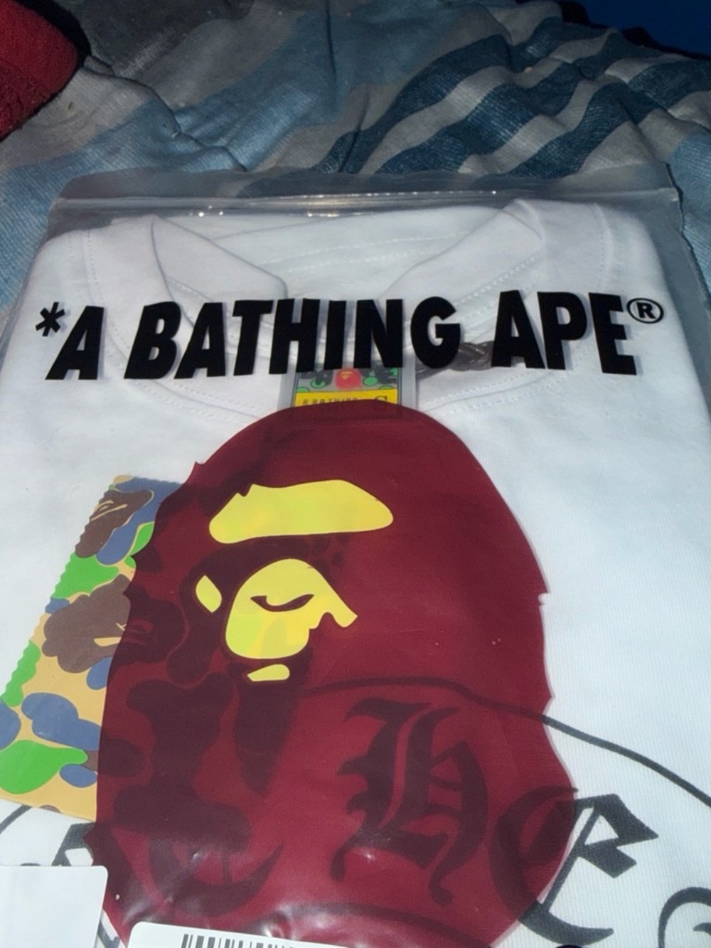 Chrome Hearts x A Bathing Ape White Tee with Red and Yellow Ape Graphic